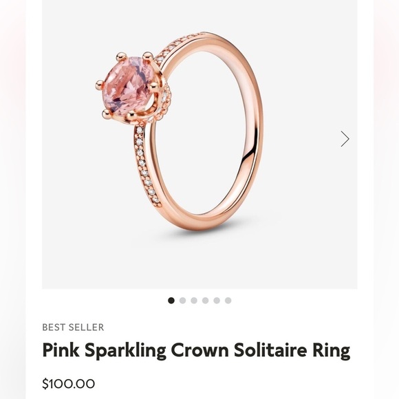 PANDORA 14K - PINK CROWN RING / PROMISE RING / ROSE GOLD - Picture 3 of 7
